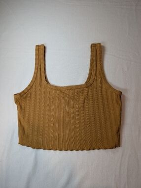 Aerie Ribbed Square-Neck Crop Tank Top - Mustard